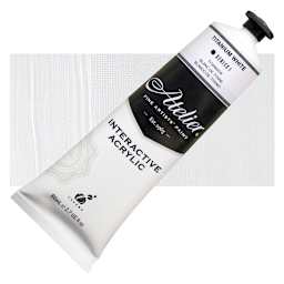 Chroma Atelier Interactive Artists' Acrylic - Titanium White, 80 ml tube and swatch