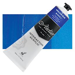 Chroma Atelier Interactive Artists' Acrylic - Cerulean Blue, 80 ml tube and swatch