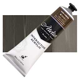Chroma Atelier Interactive Artists' Acrylic - Raw Umber, 80 ml tube and swatch