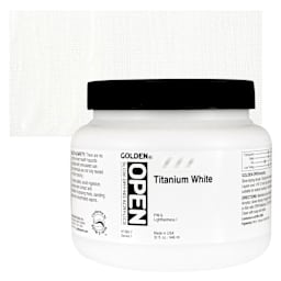Golden Open Acrylic - Titanium White, 32 oz Jar and swatch