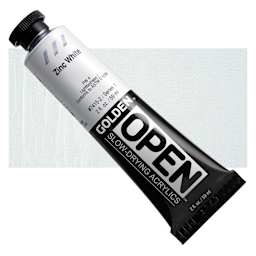 Golden Open Acrylic - Zinc White, 2 oz Tube and swatch