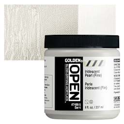 Golden Open Acrylic - Iridescent Pearl (Fine), 8 oz Jar and swatch