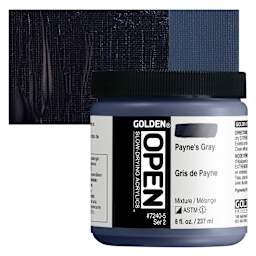 Golden Open Acrylic - Paynes Gray, 8 oz Jar and swatch