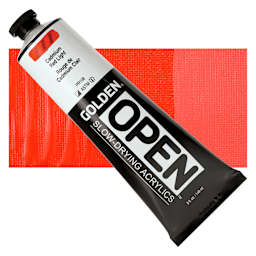 Golden Open Acrylic - Cadmium Red Light, 5 oz Tube and swatch