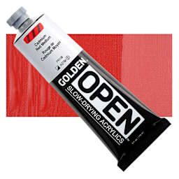 Golden Open Acrylic - Cadmium Red Medium, 5 oz Tube and swatch