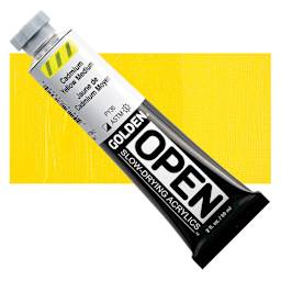 Golden Open Acrylic - Cadmium Yellow Medium, 2 oz Tube and swatch