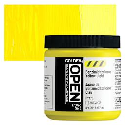 Golden Open Acrylic - Benzimidazolone Yellow Light, 8 oz Jar and swatch