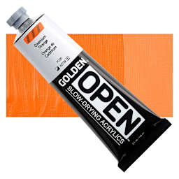 Golden Open Acrylic - Cadmium Orange, 5 oz Tube and swatch
