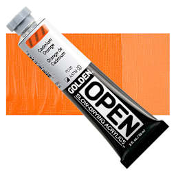 Golden Open Acrylic - Cadmium Orange, 2 oz Tube and swatch