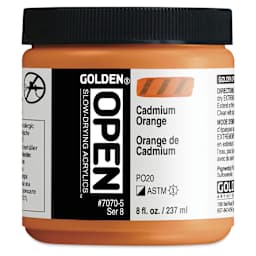 Golden Open Acrylics - Cadmium Orange, 8 oz Jar