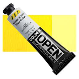 Golden Open Acrylic - Benzimidazolone Yellow Medium, 2 oz Tube and swatch