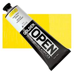 Golden Open Acrylic - Hansa Yellow Opaque, 5 oz Tube and swatch