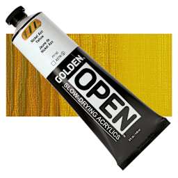 Golden Open Acrylic - Nickel Azo Yellow, 5 oz Tube and swatch