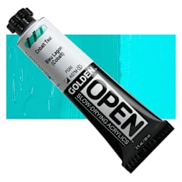 Golden Open Acrylic - Cobalt Teal, 2 oz Tube and swatch
