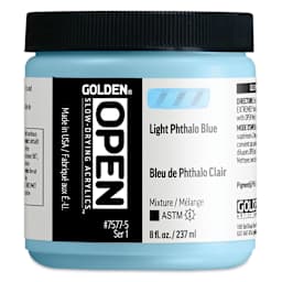 Golden Open Acrylics - Light Phthalo Blue, 8 oz Jar