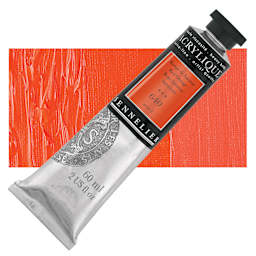 Sennelier Extra-Fine Artist Acrylique - Red Orange, 60 ml tube and swatch