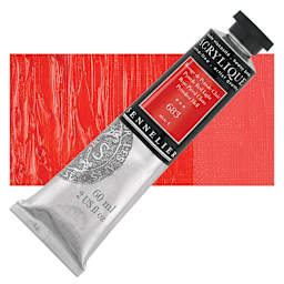 Sennelier Extra-Fine Artist Acrylique - Pyrrole Red Light, 60 ml tube and swatch