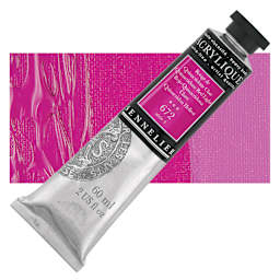 Sennelier Extra-Fine Artist Acrylique - Quinacridone Red Light, 60 ml tube and swatch
