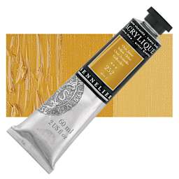 Sennelier Extra-Fine Artist Acrylique - Yellow Ochre, 60 ml tube and swatch