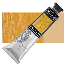 Sennelier Extra-Fine Artist Acrylique - Mars Yellow Light, 60 ml tube and swatch