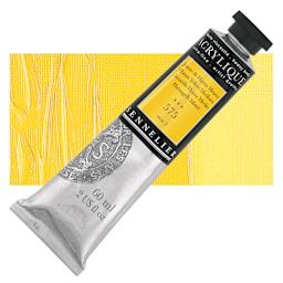 Sennelier Extra-Fine Artist Acrylique - Hansa Yellow Medium, 60 ml tube and swatch