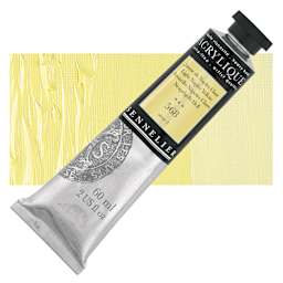 Sennelier Extra-Fine Artist Acrylique - Light Naples Yellow, 60 ml tube and swatch