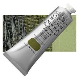 Winsor & Newton Professional Acrylic Paint - Olive Green, 60 ml tube and swatch