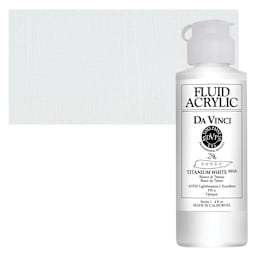 Da Vinci Fluid Acrylic Paint - Titanium White, 4 oz bottle and swatch