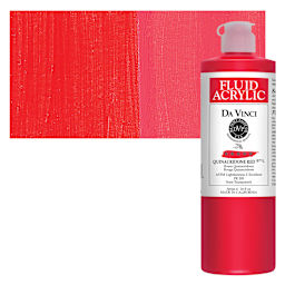 Da Vinci Fluid Acrylic Paint - Quinacridone Red, 16 oz bottle and swatch