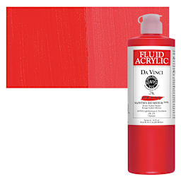 Da Vinci Fluid Acrylic Paint - Napthol Red Medium, 16 oz bottle and swatch