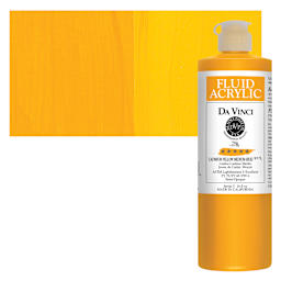Da Vinci Fluid Acrylic Paint - Cadmium Yellow Medium Hue, 16 oz bottle and swatch