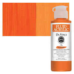 Da Vinci Fluid Acrylic Paint - Cadmium Orange Hue, 4 oz bottle and swatch