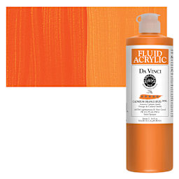Da Vinci Fluid Acrylic Paint - Cadmium Orange Hue, 16 oz bottle and swatch