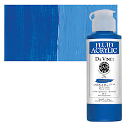 Da Vinci Fluid Acrylic Paint - Cobalt Blue, 4 oz bottle and swatch
