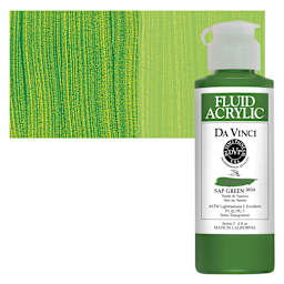 Da Vinci Fluid Acrylic Paint - Sap Green, 4 oz bottle and swatch
