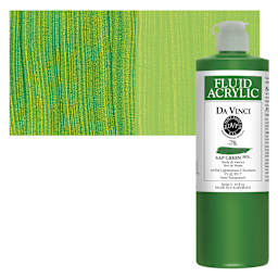 Da Vinci Fluid Acrylic Paint - Sap Green, 16 oz bottle and swatch