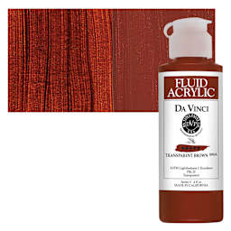 Da Vinci Fluid Acrylic Paint - Transparent Brown, 4 oz bottle and swatch