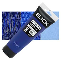 Blick Studio Acrylic Paint - Ultramarine Blue, 8 oz tube and swatch