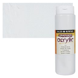 Daler-Rowney Graduate Acrylic Paint - White, 500 ml bottle and swatch