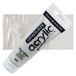 Daler-Rowney Graduate Acrylic Paint - Pearl White, 120 ml tube and swatch