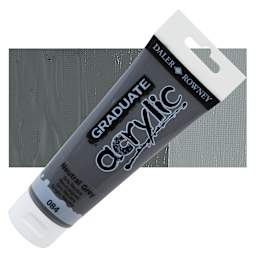 Daler-Rowney Graduate Acrylic Paint - Neutral Gray, 120 ml tube and swatch