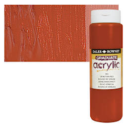 Daler-Rowney Graduate Acrylic Paint - Venetian Red, 500 ml bottle and swatch