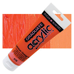 Daler-Rowney Graduate Acrylic Paint - Cadmium Orange Hue, 120 ml tube and swatch