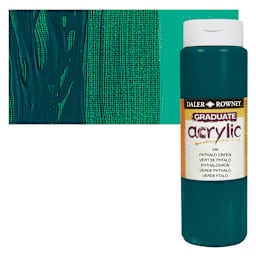 Daler-Rowney Graduate Acrylic Paint - Phthalo Green, 500 ml bottle and swatch