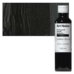 Tri-Art Art Noise Permanent Acrylic Gouache - Carbon Black, 120 ml, Bottle and swatch
