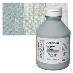 Tri-Art Art Noise Permanent Acrylic Gouache - Neutral Grey, 500 ml, Bottle and swatch