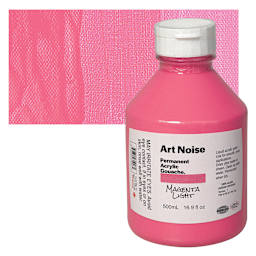 Tri-Art Art Noise Permanent Acrylic Gouache - Magenta Light, 500 ml, Bottle and swatch