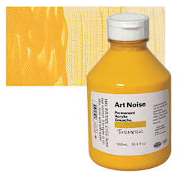 Tri-Art Art Noise Permanent Acrylic Gouache - Turmeric, 500 ml, Bottle and swatch