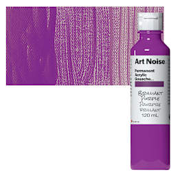 Tri-Art Art Noise Permanent Acrylic Gouache - Brilliant Purple, 120 ml, Bottle and swatch