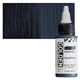 Golden High Flow Acrylic Paint - Payne's Gray, 1 oz bottle and swatch